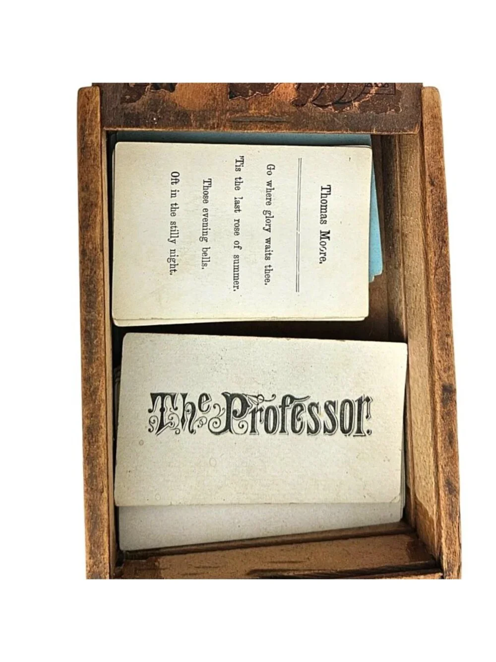 Antique 1890s Tiddledy Winks Wooden Sliding Lid Box Victorian Card Games - Picture 5 of 16